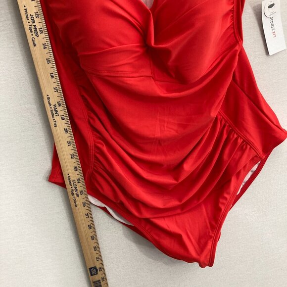 New Liz Claiborne Red Adjustable Straps Molded Cups Swimsuit One Piece size 24W - Picture 6 of 10